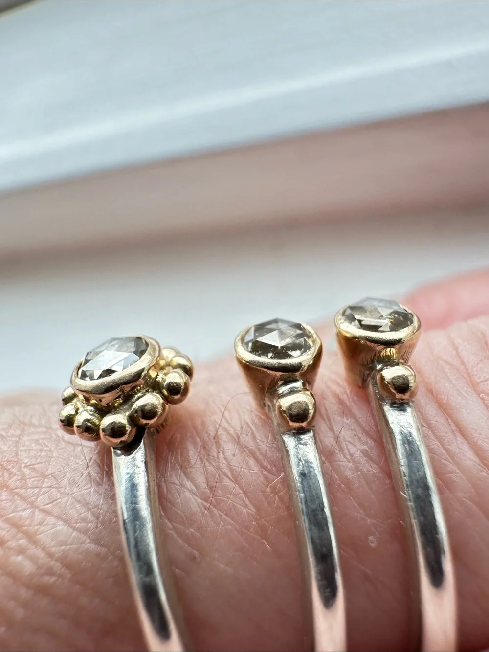 Kate Maller - Rose Cut Diamond Staking Ring | Sterling Silver and 14K | 4.5